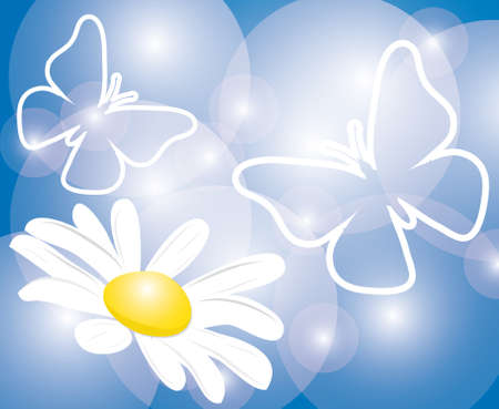 Summer background with butterflies and flower. のイラスト素材