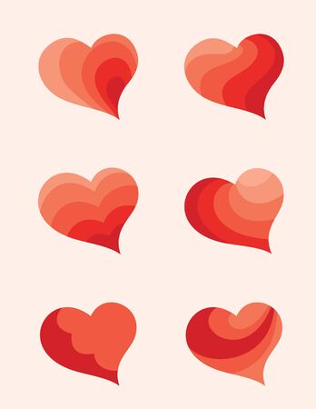 Six hearts. Elements for design.Vector illustration.のイラスト素材