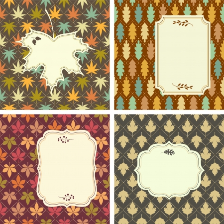 Four cards with places for text on seamless patterns  You find four color variations of each pattern in swatches palette のイラスト素材