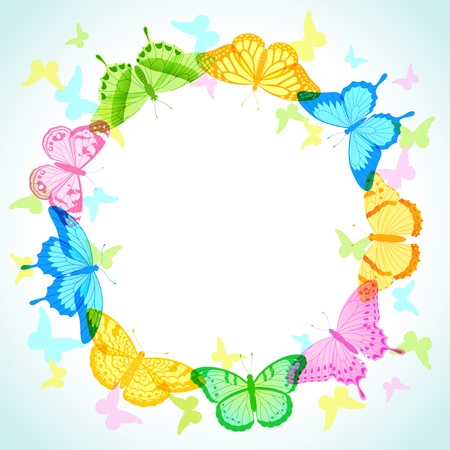 Colorful butterfly frame for your design. のイラスト素材