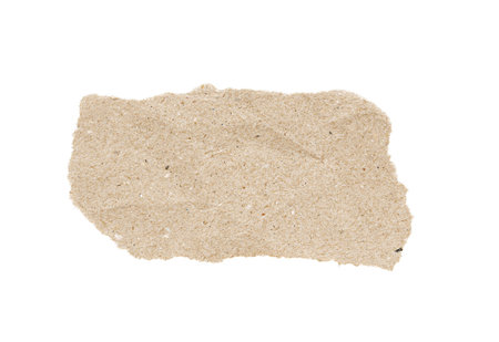 Textured torn recycled paper rectangle shape isolated on white backgroundの写真素材