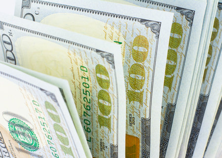 Close-up of dollar bills, financial conceptの写真素材