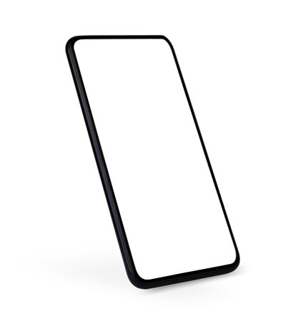 Mobile smart phone with blank screen isolated on white backgroundの写真素材