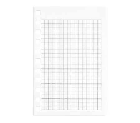 Notepad paper sheet. Graph paper isolated on white backgroundの写真素材