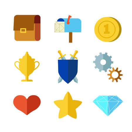 Cartoon flat set icons for game user interfaceのイラスト素材