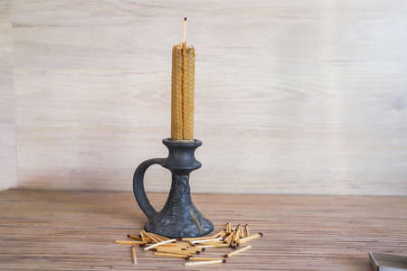 DIY work brought great results candle from the board is excellentの写真素材