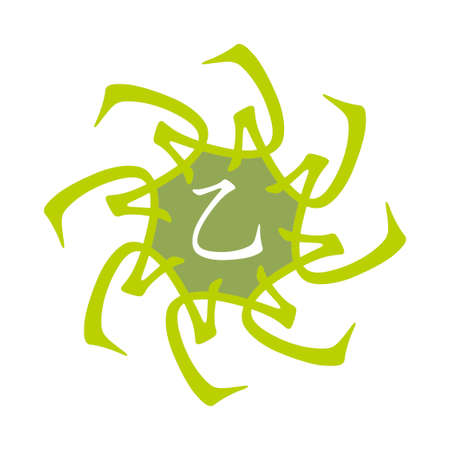 Symbol from chinese hieroglyphs. Translation of 10 zodiac stems, feng shui signs hieroglyph: 'Flower'.のイラスト素材