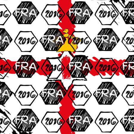 Pattern for Euro 2016 France football championship. A soccer ball pattern and  a French flag. Northen Ireland flag.のイラスト素材