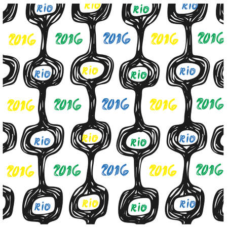 Ipanema beach pattern set. Vector illustration. Brasil style pattern.のイラスト素材