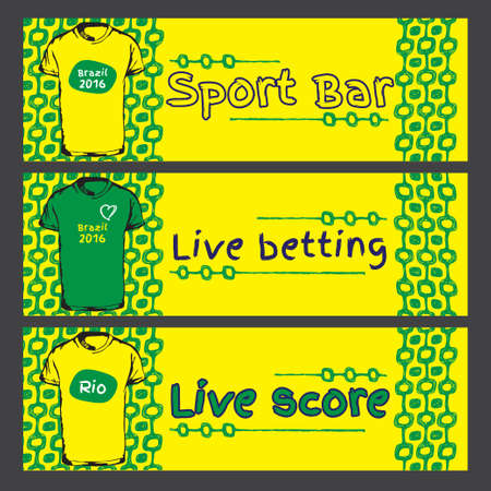 Abstract vector template design with colored lines and waves. Sport concept banners. Brazil, Ipanema hand drawn pattern.のイラスト素材