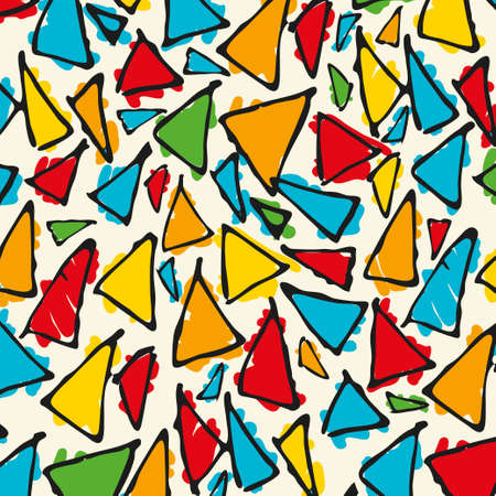 Antonio Gaudi mosaic. Triangle hand drawn vector pattern.