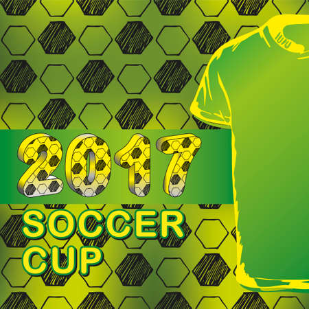 Pattern for football championship with t-shirt. A hand drawn soccer ball vector pattern. 2017 cupのイラスト素材