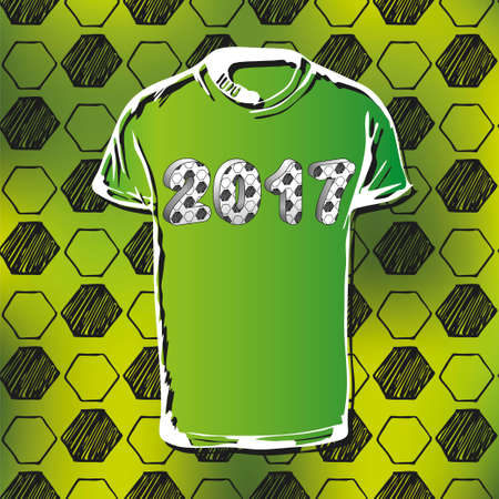 Pattern for football championship with t-shirt. A hand drawn soccer ball vector pattern. 2017 cupのイラスト素材