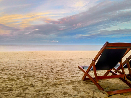 An evening at Bann Grood beach, Prachuap Khiri Khan, Thailand.の写真素材