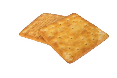 couple of square crackers in white background with clipping pathの写真素材