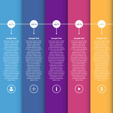 Colorful Flat Timeline Template   EPS10 Vector Illustration  のイラスト素材