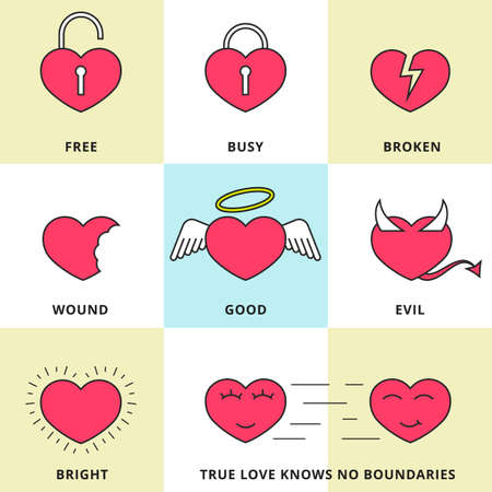 Set of flat line icons for love, dating and Valentine\\\\のイラスト素材
