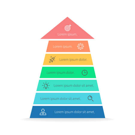 Arrow infographic. Chart, diagram, scheme, graph with 7 steps, options, parts, processes. Vector design element.のイラスト素材