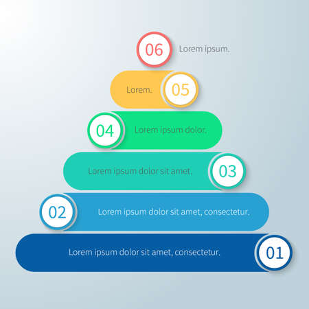 Pyramid for infographics with numbers. Chart, diagram with 6 steps, options. Vector design element.のイラスト素材