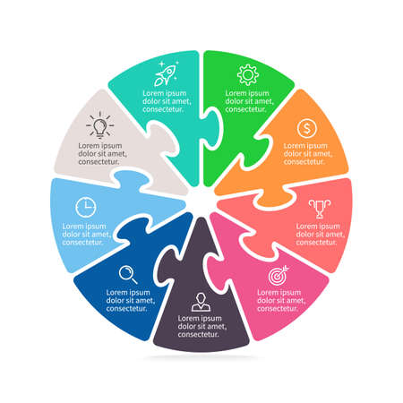 Pie chart, diagram with 9 steps, options. Vector design element.のイラスト素材