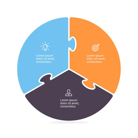 Pie chart, diagram with 3 steps, options. Vector design element.のイラスト素材