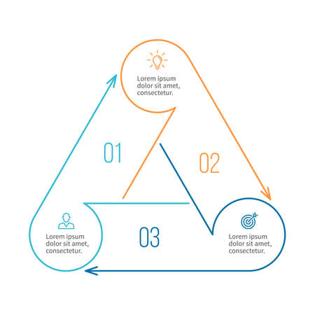 Triangle for infographics. Minimalistic chart, diagram with 3 steps, parts.のイラスト素材