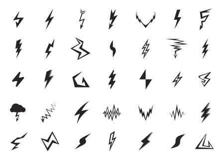Lightning icons set. Vector elementsのイラスト素材