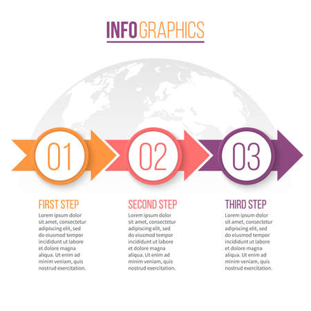 Business infographics. Timeline with 3 steps, arrows. Vector design template.のイラスト素材