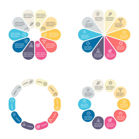 Circular infographics with 10 sections. Vector template.のイラスト素材