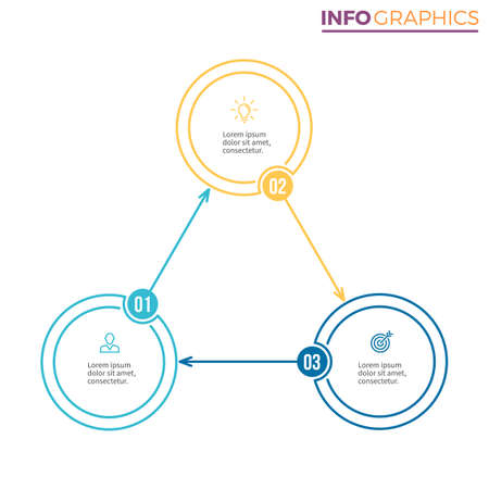 Linear infographics. Minimalistic chart, diagram with 3 steps.のイラスト素材