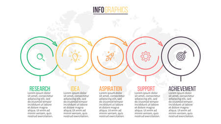 Business infographics. Presentation slide, chart, diagram with 5 steps, circles.のイラスト素材