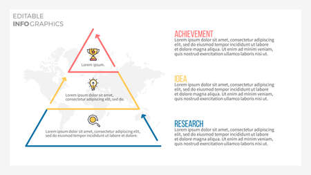 Presentation slide, page with 3 steps, parts. Editable stroke.のイラスト素材
