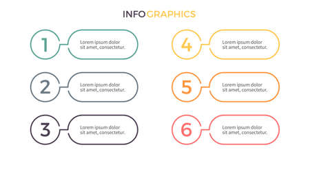 Business infographics. Presentation with 6 steps. Vector design elements.のイラスト素材