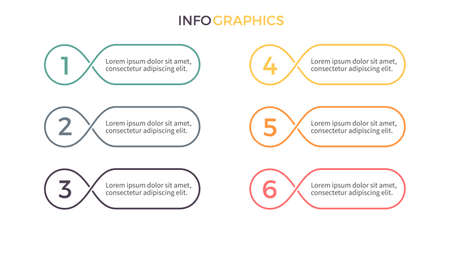 Business infographics. Presentation with 6 parts, options. Vector design elements.のイラスト素材
