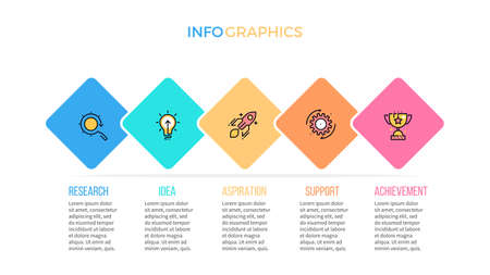 Business infographics. Presentation with 5 options, squares.のイラスト素材