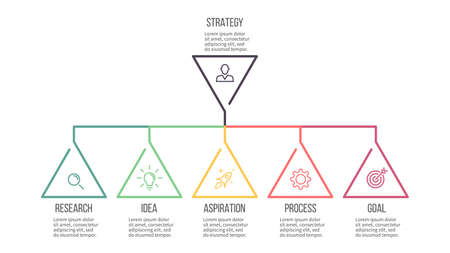 Business infographics. Presentation with 5 steps, options. Hierarchical infographic template.のイラスト素材