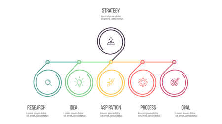 Business infographics. Presentation with 5 steps, options. Hierarchical infographic template.のイラスト素材