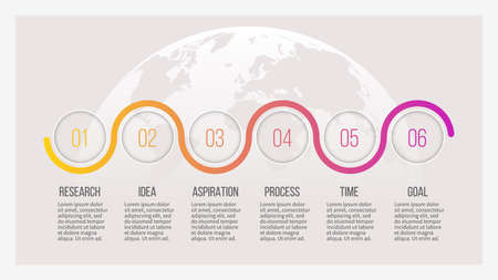 Business infographics. Timeline with 6 steps, options. Vector template.のイラスト素材