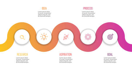 Business infographics. Presentation with 5 steps, circles. Vector template.のイラスト素材