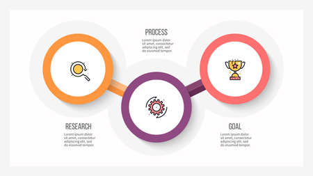 Business infographics. Timeline with 3 steps, circles. Vector template.のイラスト素材