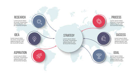 Business process chart with 6 options.のイラスト素材