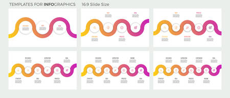 Business infographics. Presentations with 3, 4, 5, 6, 7, 8 options.のイラスト素材