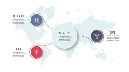 Organization chart with 3 options. Vector template.のイラスト素材