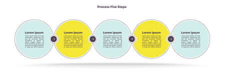 Business infographics. Timeline with 5 steps, options, circles. Vector template.のイラスト素材