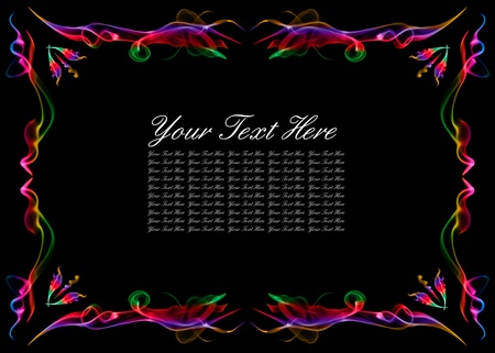 Abstract color frame with space for text on black backgroundの写真素材