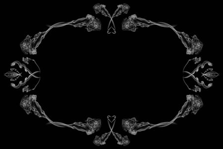 Abstract vintage white frame with space for text on black backgroundの写真素材