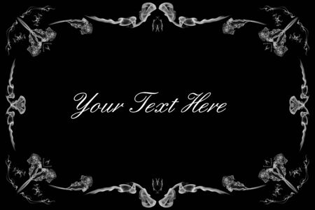 Abstract vintage white frame with space for text on black backgroundの写真素材
