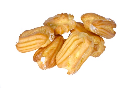 Many cake the Eclair isolated on a white backgroundの写真素材