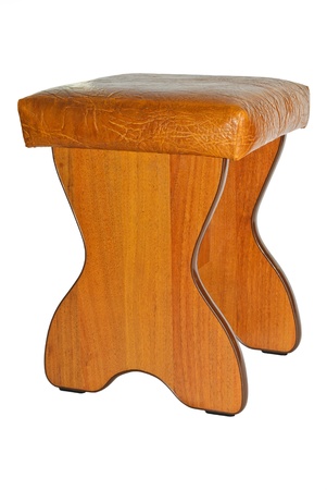 Wooden stool isolated on white backgroundの写真素材