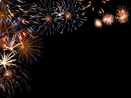 Frame from colorful holiday fireworks with place for your text, for designの写真素材